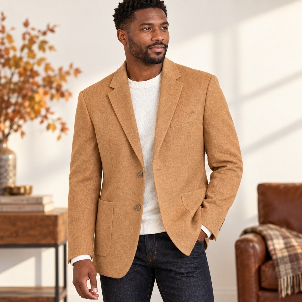 NWT Nautica Jensen Wool Blend Sport Coat Mens 44L Camel Tan Modern Fit Blazer